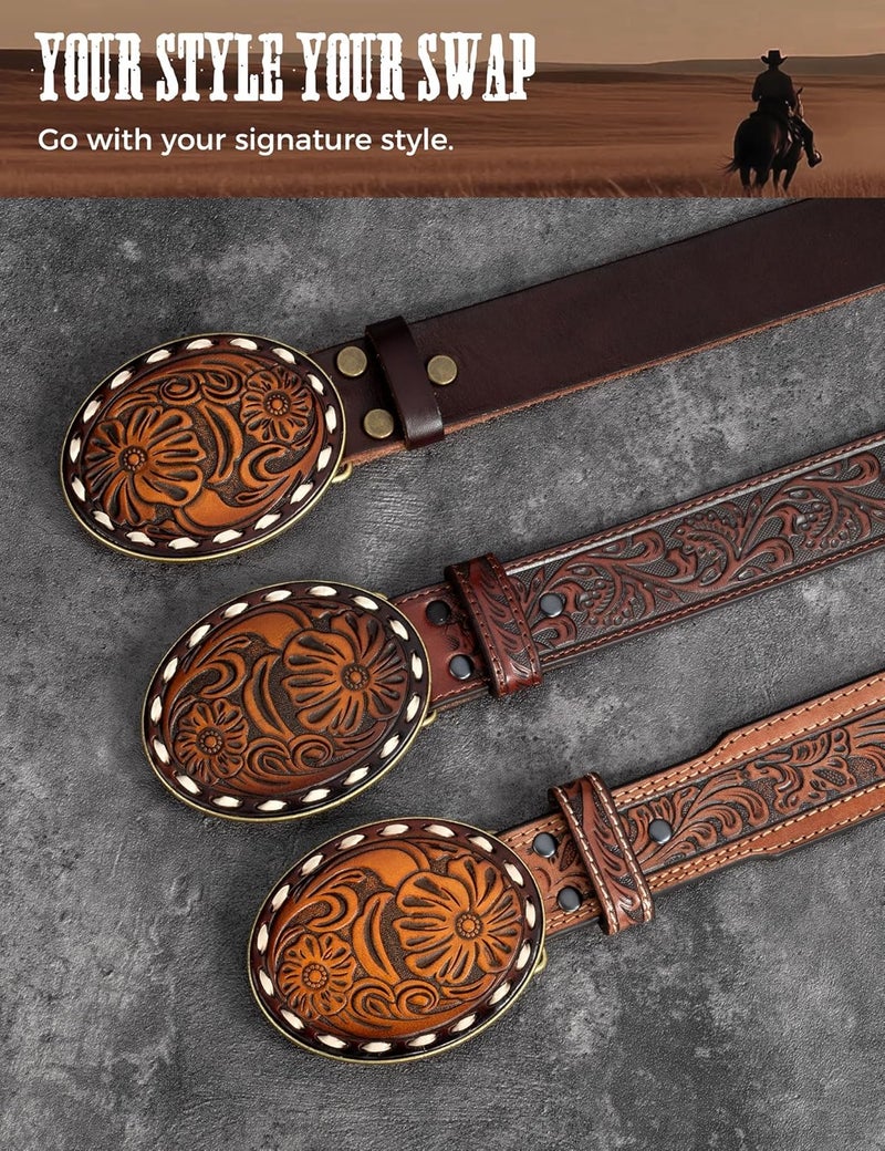 Biybletes Store Western Belt Buckle – 3D Engraved Genuine Leather Cowboy & Cowgirl Belt Buckle Fits 1.5 Inch Belts - Image 4